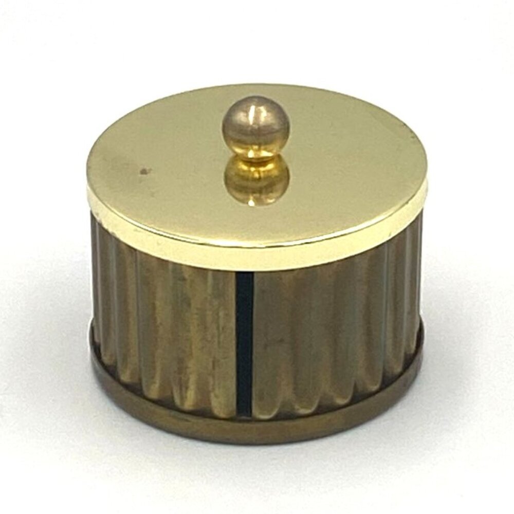 Vintage Brass Stamp Dispenser Ribbed Lid 1.75" Retro Metallic‎ Office